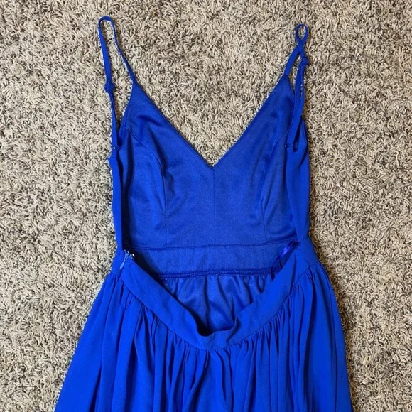 Miss Avenue Blue Maxi Dress Small Sleeveless V Neck Flowy Summer Cocktail - Picture 5 of 11